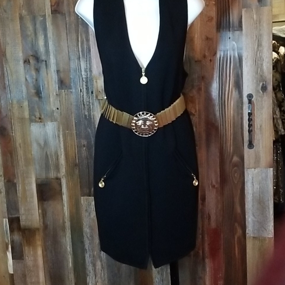 Premier Dresses International Dresses | Vintage Merino Wool Zip Up Jumper Dress | Color: Black/Gold | Size: M | Rhianmedia's Closet